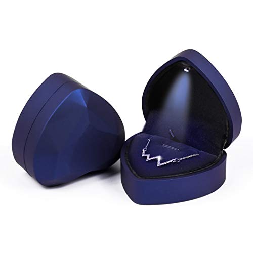 iSuperb Pendant Necklace Box Heart Shape Jewelry Gift Box Bracelet Case for Anniversary Wedding Engagment (Blue)