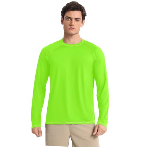 Green Color Shirts Summer UPF 50+ Slim fit Comfort Mens Sun Protection Long Sleeve Summer