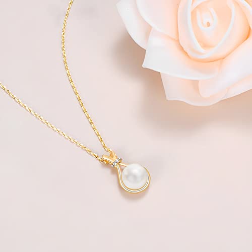 Thokuna 925 Sterling Silver Round White Pearl Dainty Handmade Pearl Strand Gold Plated Necklace Jewelry Gifts For Women Girls #TOP3