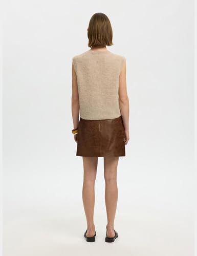 Slflulu Sl Button O-Neck Vest Noos, berk, S - Afbeelding 4