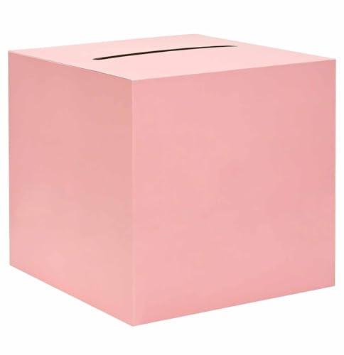 Image of SietDESEO Pink Card Box for Party 9.8 inch x 9.8 inch Large Gift Card Box Holder for Wedding Reception Baby Shower Birthday Graduation