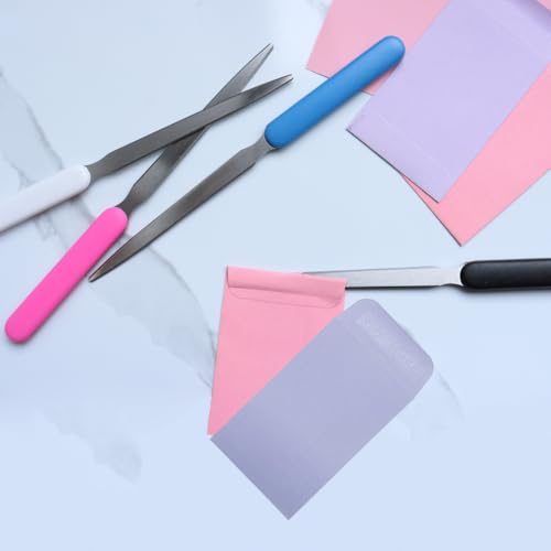 4 Pcs Letter Opener, Stainless Steel Letter Opener Knife, Stainless Steel Hand Envelope Slitter, Stainless Steel Envelope Openers, Lightweight Mail Slitters Letter Knives (Black, White, Blue, Pink) - Thumbnail 5