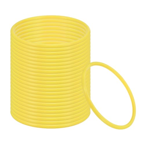 PATIKIL 5.1 Inch Plastic Ring-Toss Rings for Bottles, 24 Pack Carnival Rings Plastic Hoops for Speed and Agility Practice Outdoor Party Favor, Yellow