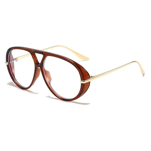 Image of YAMEIZE Oversized Blue Light Blocking Glasses Women Men Retro Pilot 70s Double Bridge Large Frame Anti Blue Light Eyeglasses