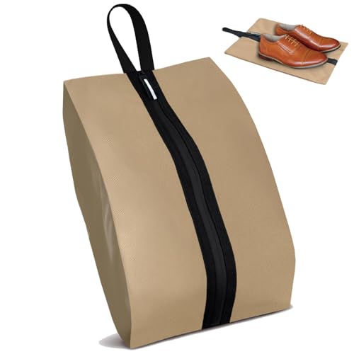 Yttriuny Golf Shoe Bag Large Capacity Oxford Fabric Waterproof Golf Shoes Bag With Zipper And Handle For Portable Packing Sport Shoes Storage Bags For Travel, Running, Gym, Soccer(Beige, 1-Pack)