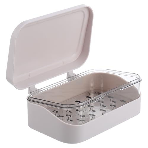 SUPVOX Caja de Jabón con Tapa y Plato Escurridor, Estuche Compacto de Color Claro para Baño y Hogar, Jabonera Multiusos Resistente la Humedad para Almacenamiento Doméstico