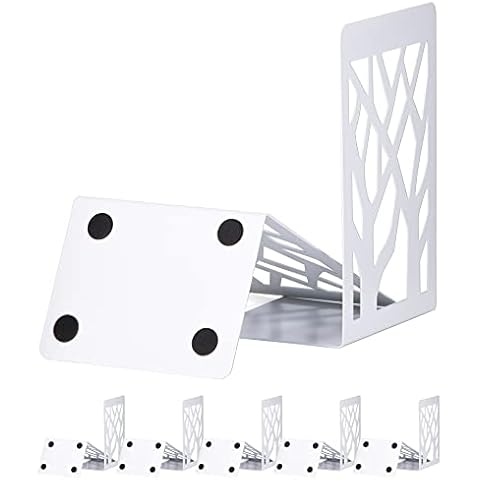 Book Ends, Bookends, Book Ends for Shelves, Bookends for Shelves, Bookend, Book Ends for Heavy Books, Book Shelf Holder Home Decorative, Metal Bookends White 6 Pair, Bookend Supports, Book Stoppers Cover