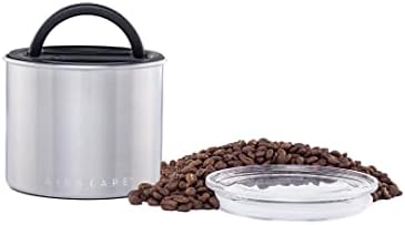 Airscape Stainless Steel Coffee Canister | Food Storage Container | Patented Airtight Container Lid | Push Out Excess Food Storage Air and Preserve Food Freshness (Medium, Matte Black)