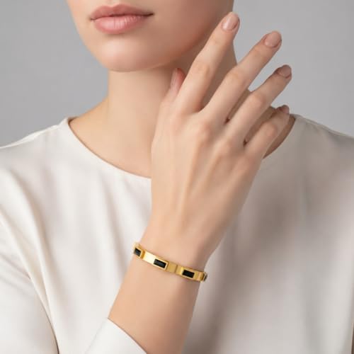 Image of Stylish Gold Plated Bangle for Women | Daily Use Stainless Steel Kada | Anti-Tarnish Waterproof Cuff | Multicolour Crystal Evil Eye | Daily Wear Bracelet For Womens | Premium Gift For Girl