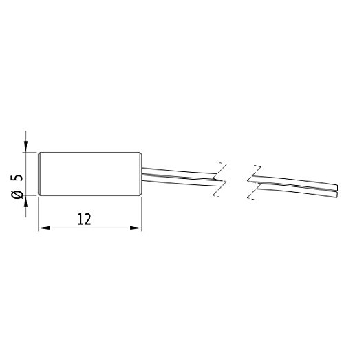 Punktlaser, rot, 650 nm, 0.4 mW, 3 V DC, Ø5x12 mm, Laserklasse 1, Fokus fixed (100mm), Kabellänge 100 mm - 70120240