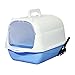 Enclosed Cat Toilet with Hood for Litter Management and Easy Access, Blue