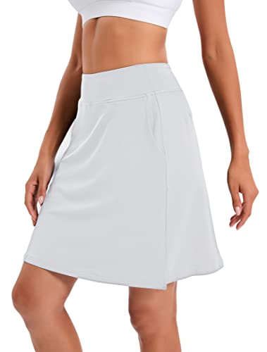 Jhsnjnr Saia de tênis feminina, casual, comprimento até o joelho, com bolsos, saia atlética para tre