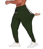COOrun Jogginghose Herren Reißverschluss Slim Fit Hose Herren mit Taschen dunkel grün XXL