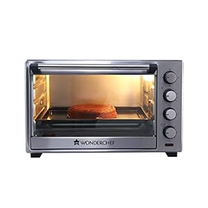 Wonderchef Oven Toaster Griller (OTG) – 60 litres, Steel with Rotisserie, Auto-Shut Off, Heat-Resistant Tempered Glass, 6-Stage Heat Selection Bake, Grill, Roast | Easy clean