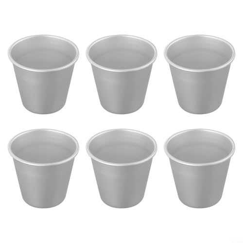 Mini moldes de aluminio para hornear, paquete de 6 tazas de pudín para postres individuales
