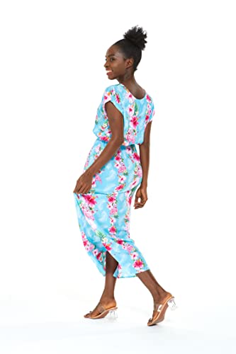 Image of Hawaii Hangover Family Matching Clothes, Pink Hibiscus Vine Turquoise | Family matching Hawaiian outfits, Pink Hibiscus Vine Turquoise, lightweight rayon, machine washable, tropical floral print