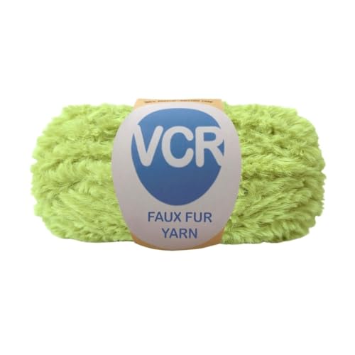 Image of VCR Light Green Yarn, Bulky Chunky Faux Fur Yarn, 100 Grams Hank, 100% Polyester, Suitable for Knitting Jackets, Scarves, Hats, Blankets, Cushions, Toys and Decorative Accents