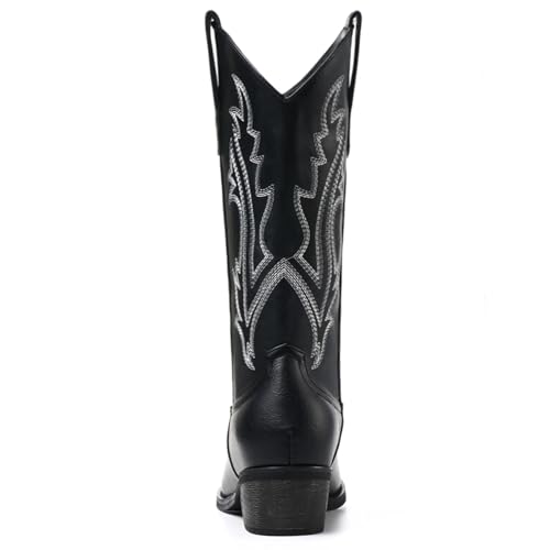 Image of Cowboy Boots for Women, Cowgirl Boots with Embroidered and Chunky Heel, Ideal for Daily Wear and Country Fashion
