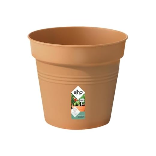 Elho Green Basics Pot de Culture 17 - Pot De Fleurs pour Intérieur, Extérieur, Culture & Récolte - Ø 17.0 x H 15.8 cm - Marron/Terre Cuite Doux