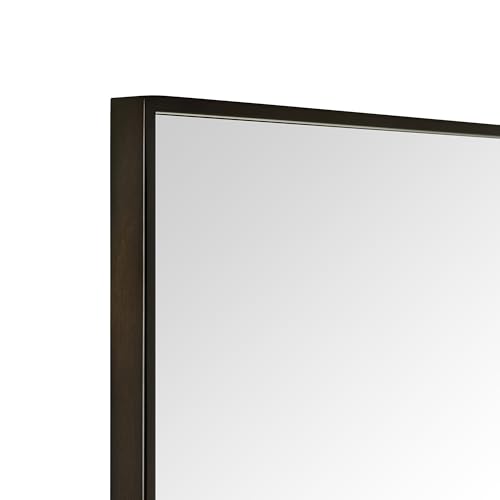 Image of TEHOME Oil Rubbed Bronze Bathroom Vanity Mirror with Squared Corners, 20x28'' Dark Bronze Rectangle Stainless Steel Metal Framed Mirror for Bathroom