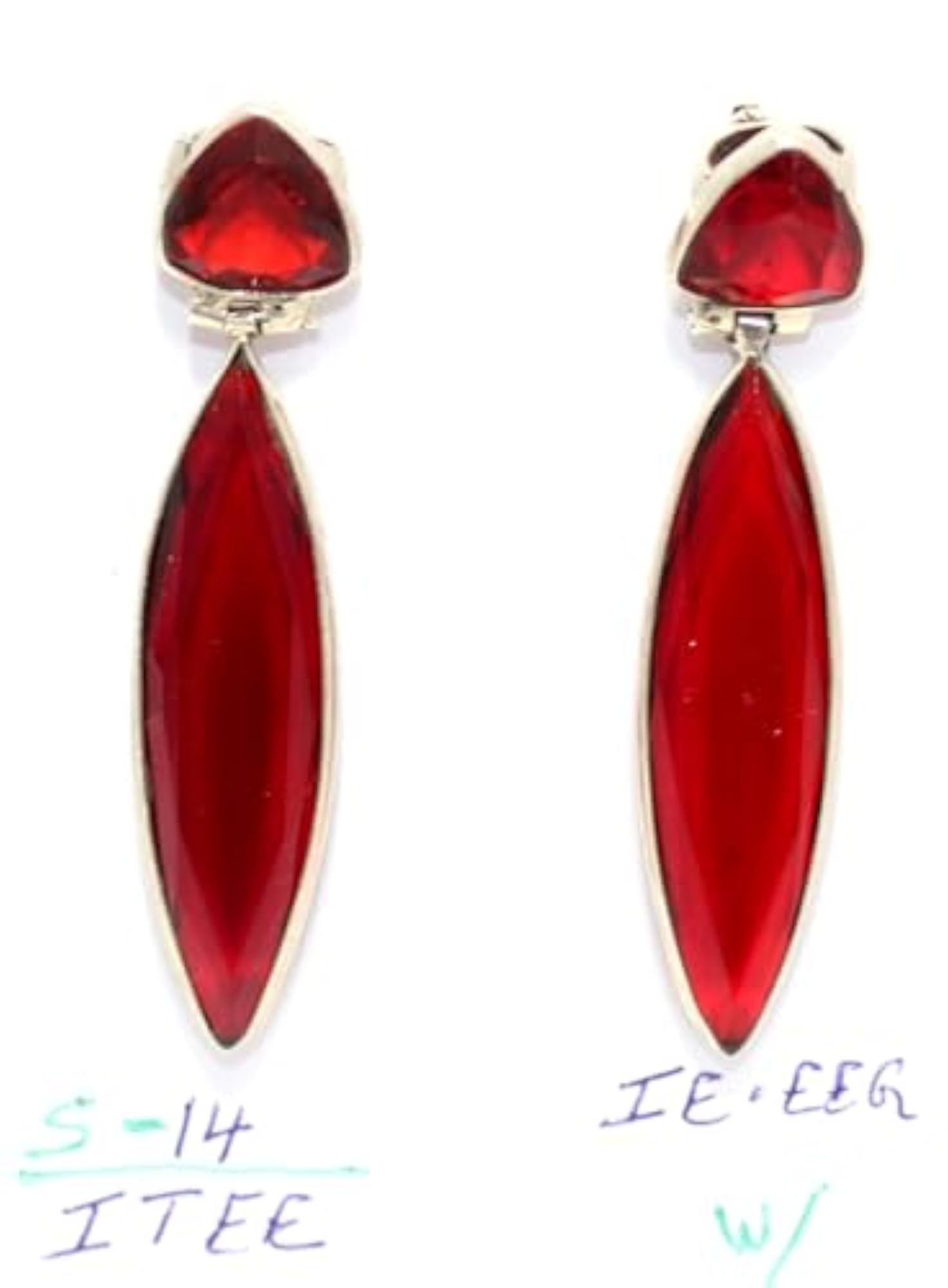 Women's 925 Sterling Silver Red Cubic Zirconia Handmade Earrings