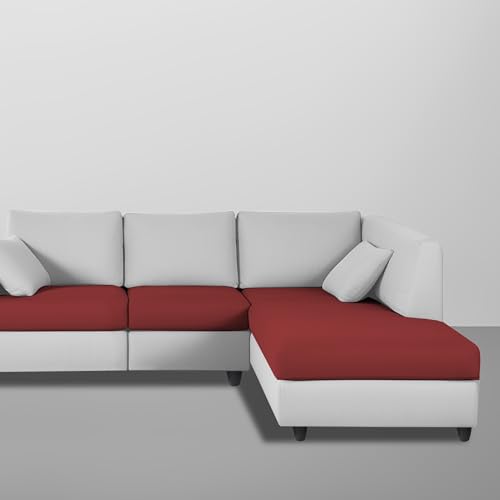 Image of Florian RHS 4 Seater L Shape Sofa Set for Living Room (Maroon Grey Fabric) Premium Fabric Sofa