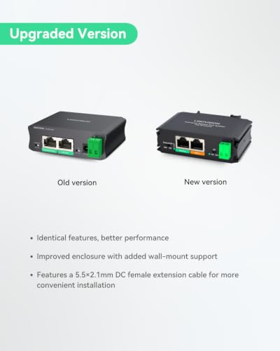 Image of LINOVISION 2026 Upgraded Industrial Gigabit 30W PoE Splitter, Switchable 12V /24V DC and Passive PoE Outputs, Compatible with UB Loco5AC Wireless Bridge, for IP Cameras and IoT Devices