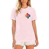 Maglietta casual con stampa grafica manica corta girocollo – comoda top per lo street style, Rosa chiaro., M