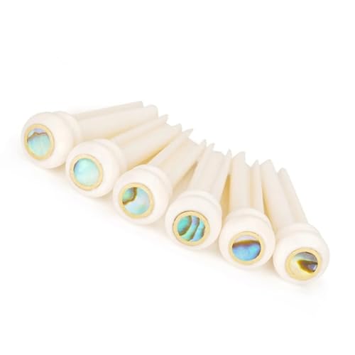 6 個のアコースティックギターブリッジピン牛骨/黒檀/木製ギター固定弦釘 ギター楽器パーツ (Color : 08)