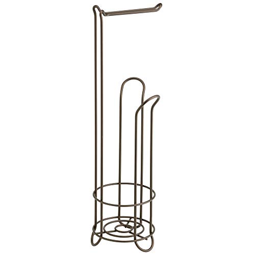 Idesign Classico Metal Free Standing Toilet Paper Tissue Holder, Roll Reserve Canister For Kids', Guest, Master, Office Bathroom, 6.5" X 23.75", Bronze #TOP3