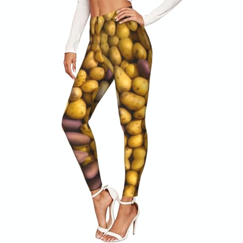 Leggings de compresión suave para mujer con estampado de patatas de gimnasio