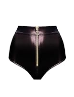 LOVE YOU SEXY Damen Kunstleder Höhe Taille Unterhosen mit Reißverschluss, Rosa Rötchen Unterhosen, XL