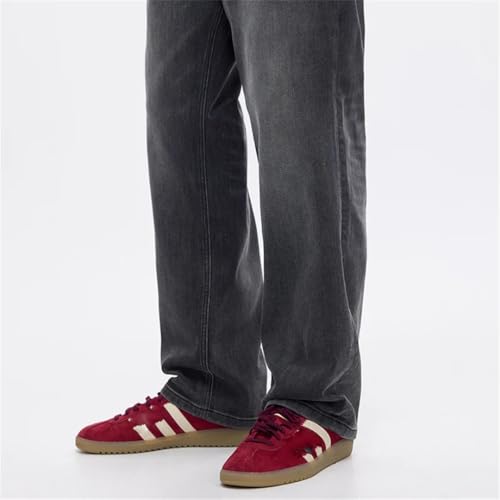 Men Wide Leg Denim Pants Stretch Baggy Loose Straight Vintage Trousers Large Size Gray Jeans3