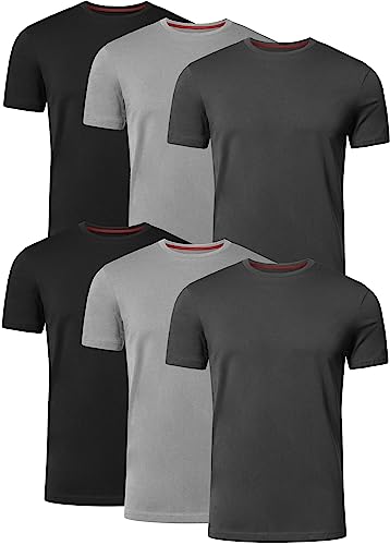 FULL TIME SPORTS 6 Pack Dunkelgraue Schwarze Rundhals Tech T-Shirts (7)...