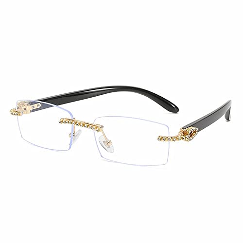 Lunettes de soleil sans monture carré diamants femme rectangle dégradé chic