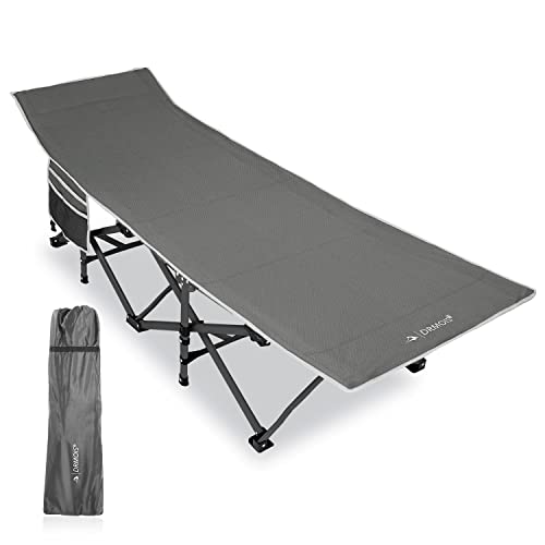DRMOIS Camping cots, Oversized 32inch Width Portable Foldable Outdoor Bed for Adults Kids, Cot for Traveling Gear Supplier, Office Nap,Support 900 lbs-with Sleeping Pad Mattress-Grey, XXL Size