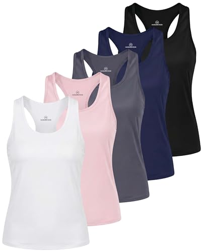 Real Essentials 5 Pack: Women's Dry Fit Crop Tank Tops