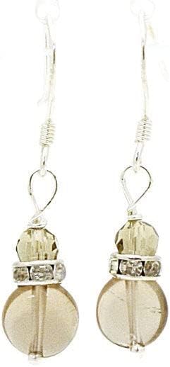 Gray Smoky Quartz Gemstone Drop Earrings