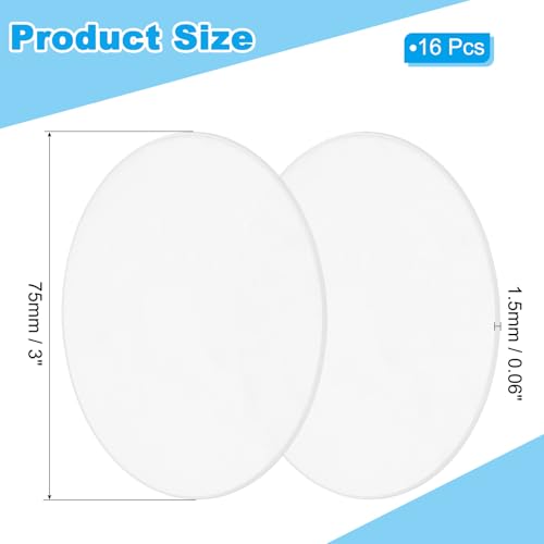 Image of PATIKIL 3 inch Acrylic Circles, 16Pcs 0.06 inch Thickness Round Acrylic Sheets for Sign DIY Craft Project, Paintings, Picture Frame, Table Top, Clear