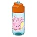 Peppa Wutz Trinkflasche für Kinder, Wasserflasche mit integriertem Strohhalm, ca. 430 ml Fassungsvermögen, auslaufsicher, ideal für Schule, Sport und Freizeit