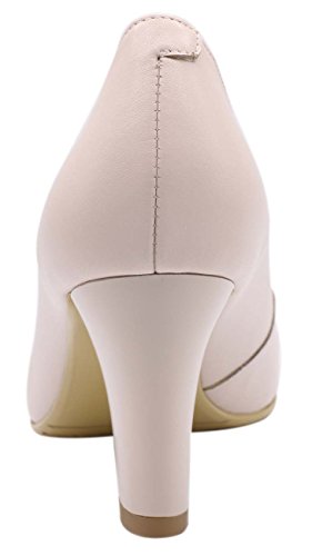 JARO VEGA Leather Heeled Pumps for Women Almond Toe Slip