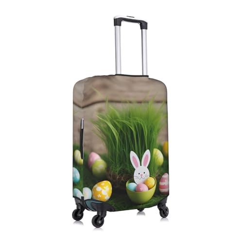 Easter Egg Bunny Grass Wooden Print Unique Travel Luggage Cover Washable Anti Scratch Suitcase Protector for Vacation3