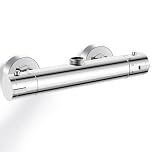Thermostatic Shower Mixer Top Outlet G3/4, Brass Thermostatic Bar Shower Mixer Valve Anti Scald Tap, Hot & Cold Water Mixer Constant Temperature Control for Bathroom, TOP 3/4" BSP (26mm)