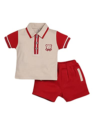 Image of BABY GO Baby Boys & Baby Girls Cotton Clothing Set | Newborn Infant T-Shirt & Shorts Combo | Soft Breathable Summer Outfit | Cute Printed Top with Elastic Waist Shorts | Casual Daily Wear Set