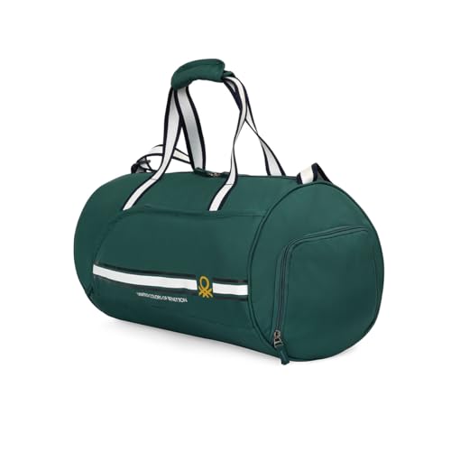 Image of United Colors of Benetton Crusader 32L Duffle Bag - Dark Green, Water-Resistant Gym Bag, with Adjustable Shoulder Strap & Side Pockets, 1-Year Warranty