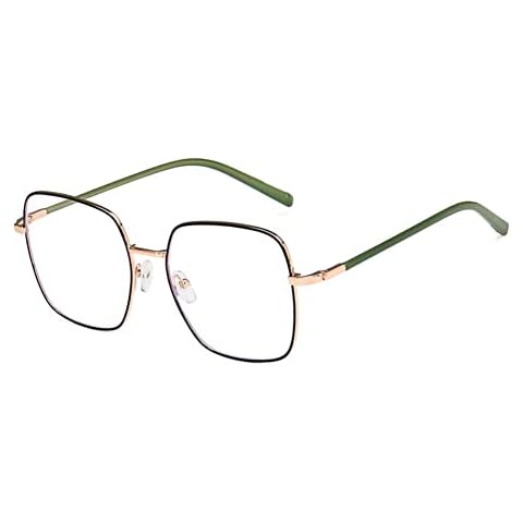 Shiratori Classic woman's metal big face nerd glasses frame Clear lenses Green Cover