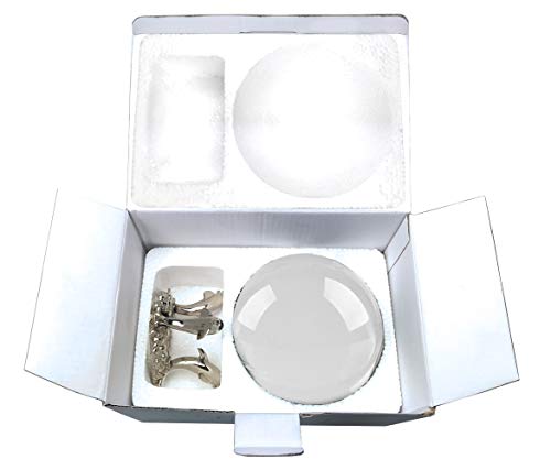 Amlong Crystal Clear Crystal Ball 110mm (4.2 inch) with Dolphin Stand and Gift Package for Decorative Ball, Lensball Photography, Gazing Divination or Feng Shui, and Fortune Telling Ball