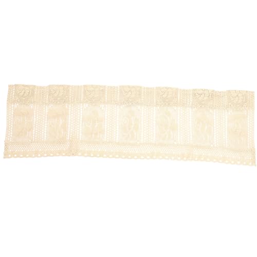 GALPADA Cortinas de Ventana de Algodón y Lino Diseño Vintage de Crochet, Cortinas Pequeñas para Cocina con Patrón Hueco, Fáciles de Instalar y Resistentes para Ambientación del Hogar