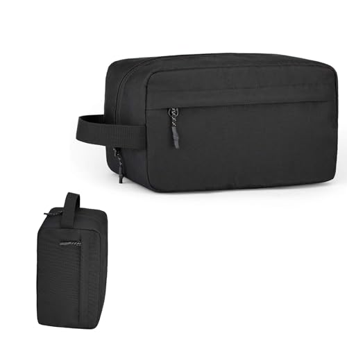 GoodTool Travel Toiletry Bag with Handle, Hanging Cosmetic Organizer for Men & Women, Portable Water-Resistant Toiletries Case for Travel & Gym (Black)