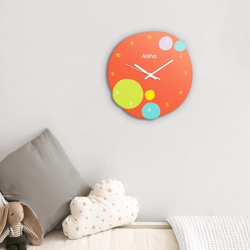 Image of Zooboo Personalized Analog Wall Clock, Custom Name Acrylic Silent Quartz Movement Wall Clock with Sleek Modern Design, Ideal for Birthdays or Return Gifts (Design - Zooboo Kids), 30x30 cm, Multicolor
